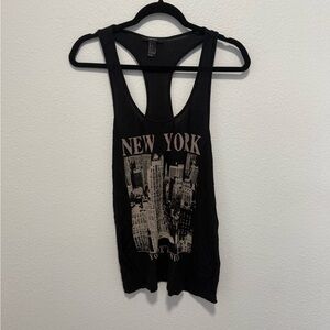 Forever 21 Black New York Skyline Racerback Tank Top Size Small